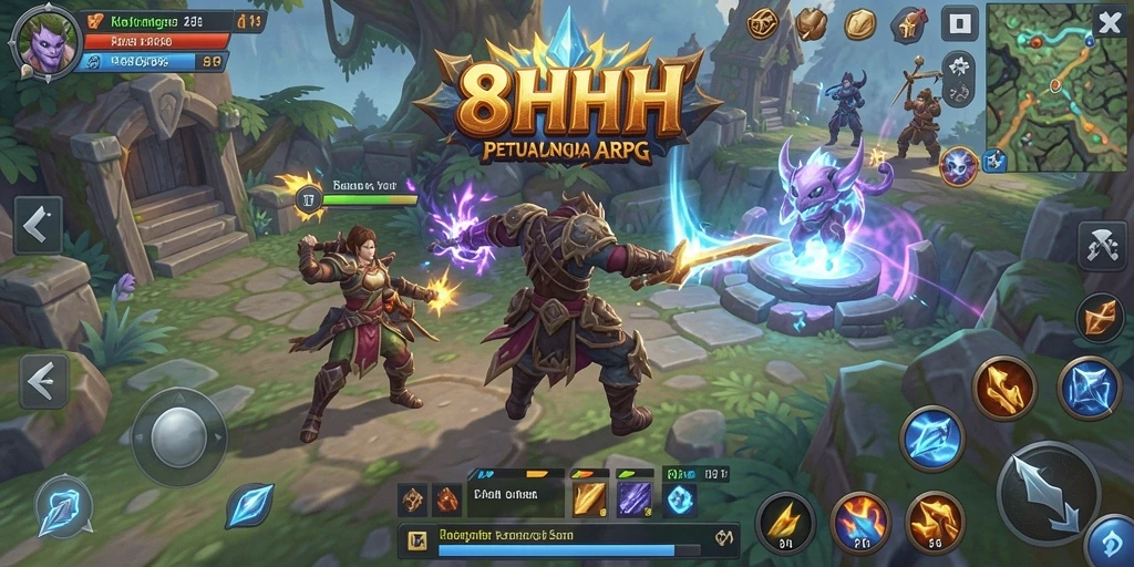 Gambaran gameplay seru dalam dunia ARPG 8HHH.