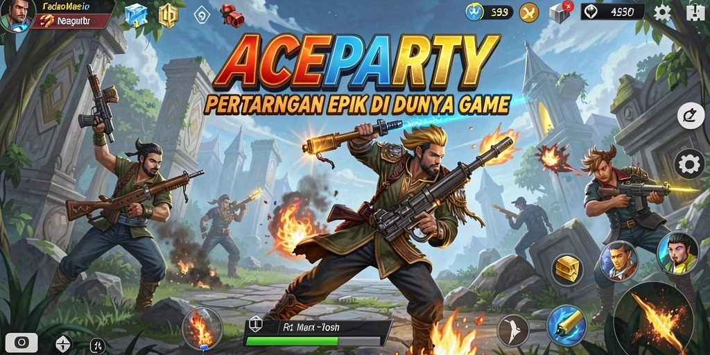 Screenshot utama ACEPARTY menampilkan aksi pertarungan yang mendebarkan.
