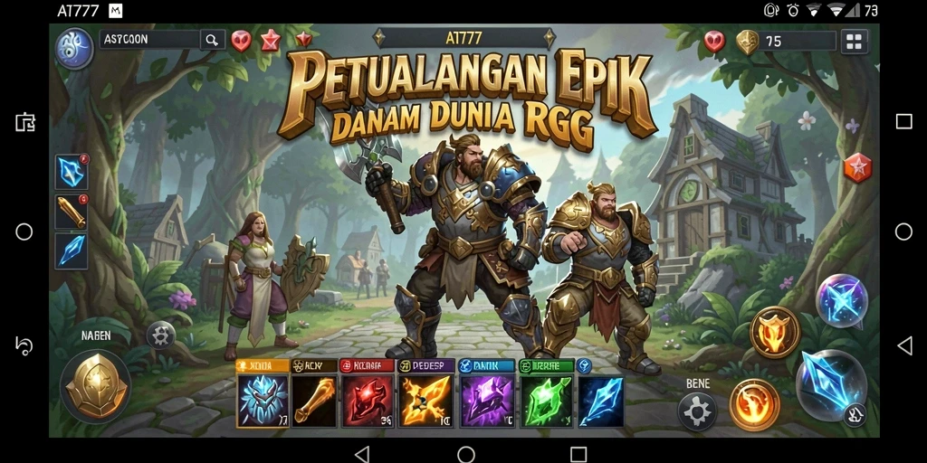 Screenshot AT777 menampilkan aksi pertarungan penuh strategi dalam dunia RPG.