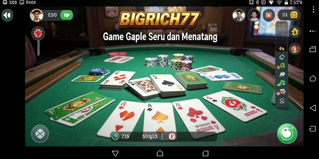Tampilan menarik dari gameplay Gaple di BIGRICH77.