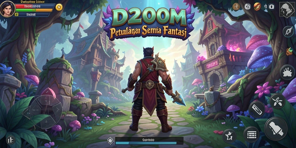 Screenshot utama D200M menampilkan aksi seru dalam gameplay petualangan.