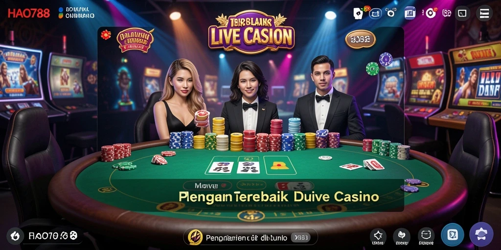 Screenshot gameplay HAO788 menampilkan dealer langsung dan suasana kasino real-time.