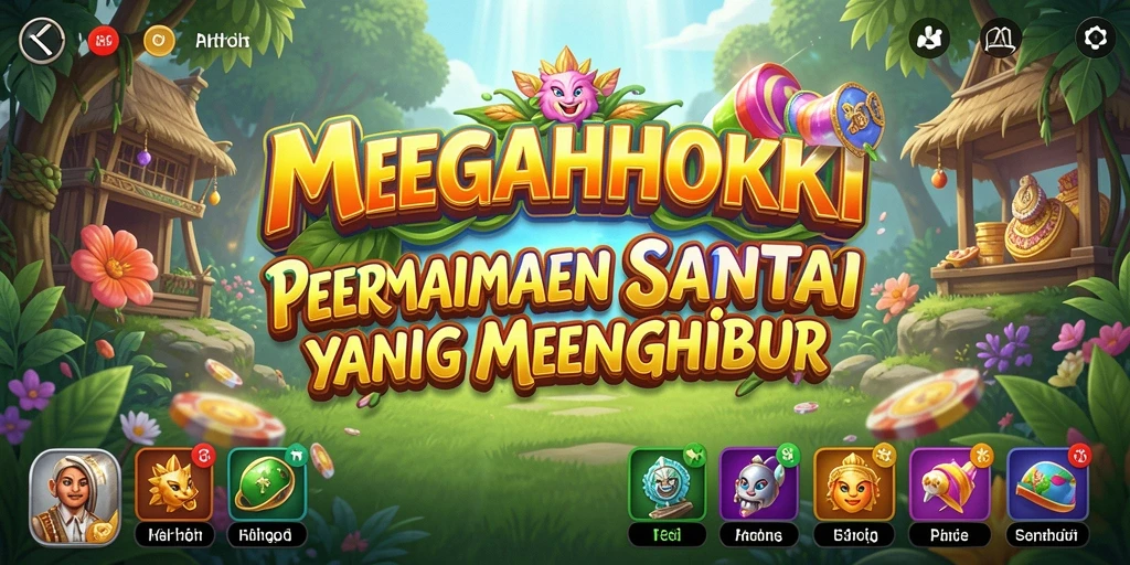 Tampilan gameplay MEGAHOKI yang cerah dan menarik perhatian.