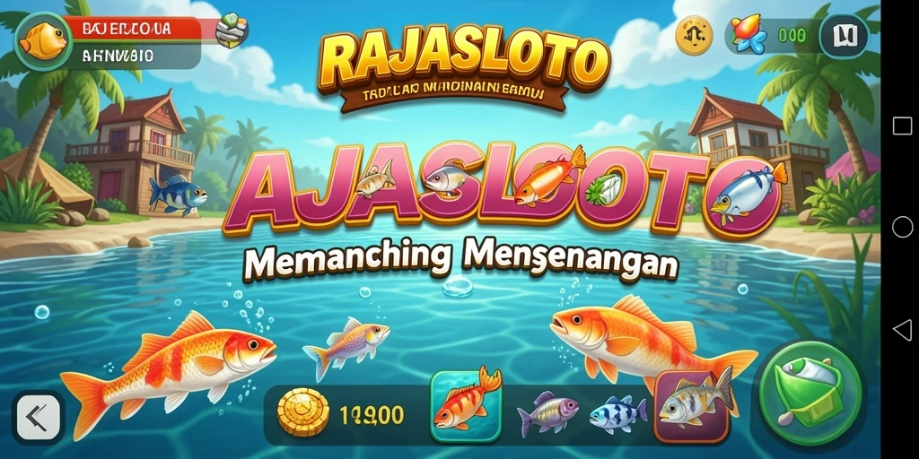 Gameplay RAJASLOTO yang menampilkan aksi memancing seru.
