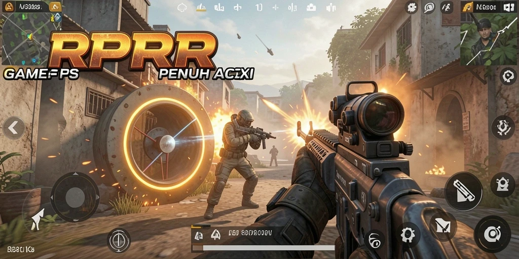 Screenshot gameplay RPRR menunjukkan aksi tembak-menembak yang intens.