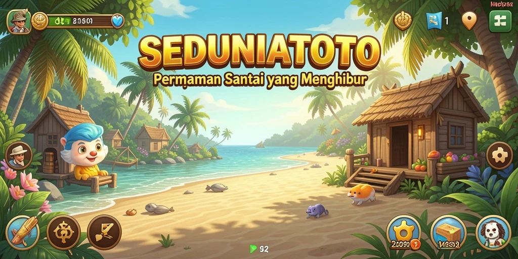 Screenshot gameplay SEDUNIATOTO yang penuh warna dan ceria.