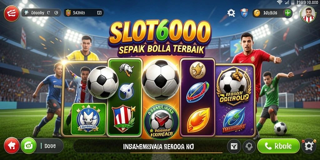 Tampilan menarik dari gameplay SLOT6000 dengan tema sepak bola.