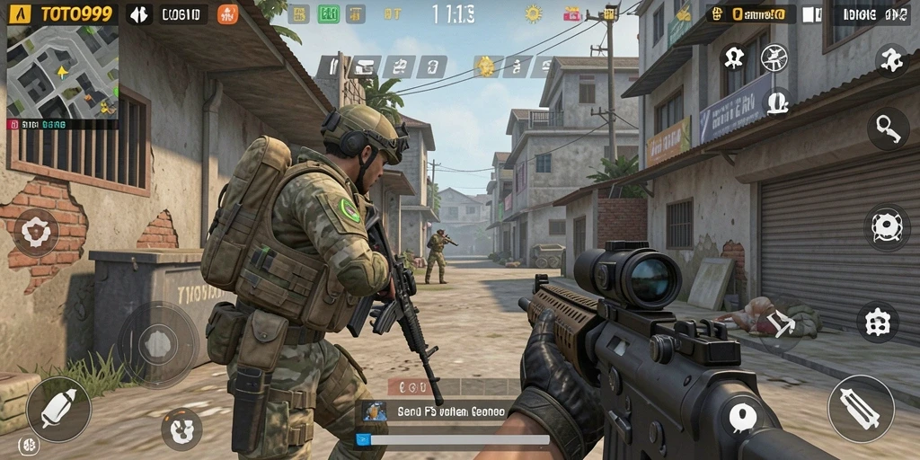 Tampilan gameplay intens di TOTO99 dengan aksi menembak seru.